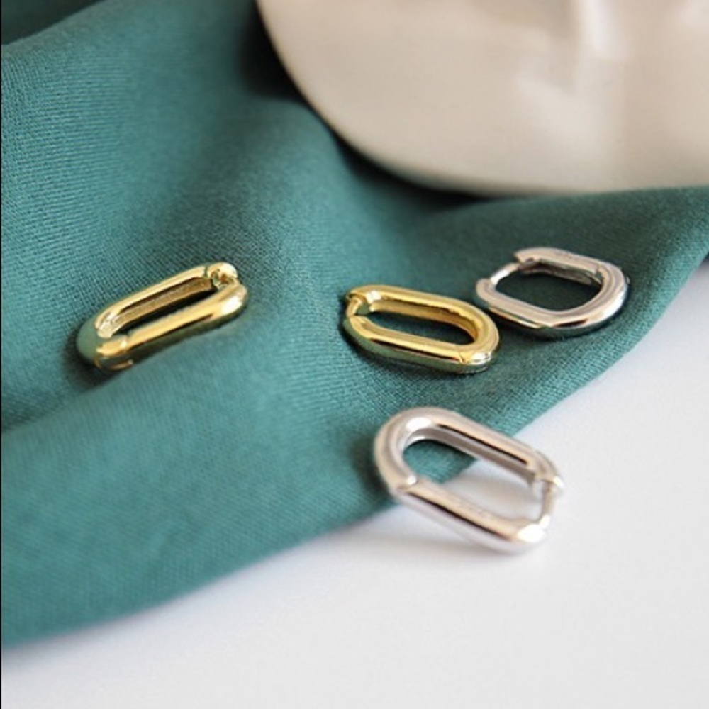 💎 BOGO‼️Minimalist S925 rectangle hoops simple basic earrings - Picture 10 of 15